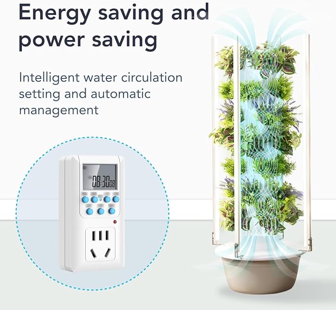 Flora Indoor Hydroponic Garden Tower with LED Grow Lights - Self-Watering Hydroponics System with Pump Adapter and Net Pots for Growing Herbs &amp Vegetables