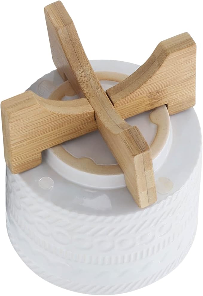 5 Tribal Planter W Wood Stand White