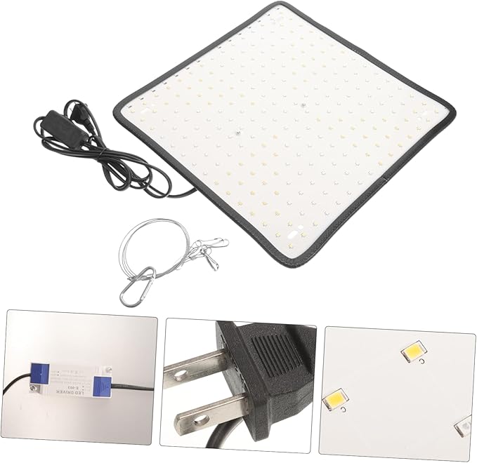 Happyyami 225LED Plant Growth Lamp for Indoor Use Full Range LED Grow Light Hanging Chain Ultra-Thin Panel for Hydroponics and Greenhouse