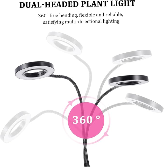 Led Plant Grow Light Dual USB Powered Timer and Dimmable Settings for Indoor Plant Growth for Greenhouses Indoor Gardens and Flower Breeding