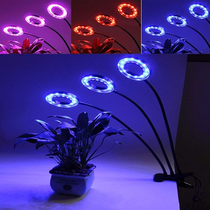 LED Plant Light Three-Head Timed Loop Growing Lamps Full-Spectrum Succulent Fill Light Grow Lights for Hydroponic Greenhouse Garden 2 Pcs (Size : Single Head 5W)