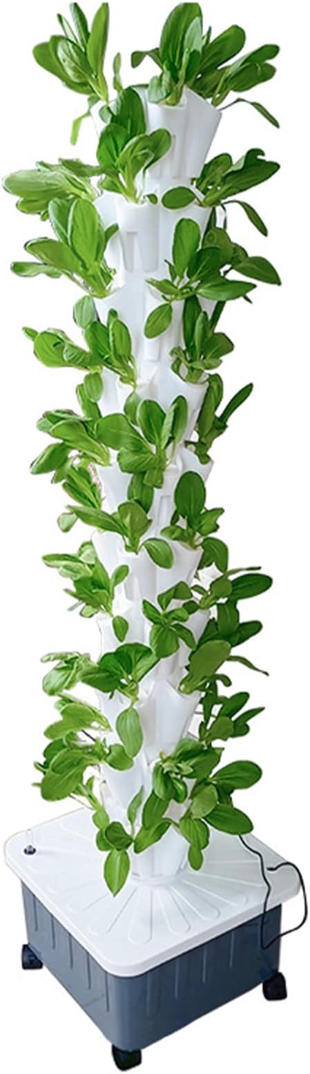 Vertical Hydroponic Tower Garden Kit - 8/10/12-Layer Growing System for Balcony Indoor Vegetables Herbs Fruits - Space-Saving Planter for Home Gardening