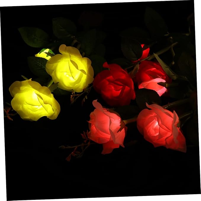 Head Solar Led Rose Light Garden Decorative Outdoor Spotlight for Flowers Solar-Powered Landscape Lamp Auto Off for Wedding