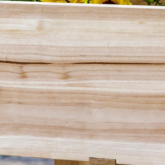 Raised Garden Bed with 3 Planter Box Elevated Wooden Plant Stand with Drainage Holes for Vegetables Herb and Flowers Natural