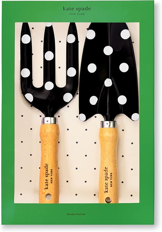 Kate Spade New York 2 Piece Gardening Hand Tools Cute Garden Tool Set Includes Hand Rake and Trowel for Mother's Day Gifting Picture Dot