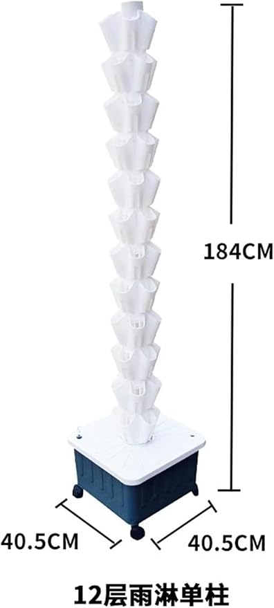 GeRRiT Hydroponics Growing System 8 Layer Garden Hydroponic Growing System Vertical Tower Vertical Planting Tower for Hydroponics in Rain for Fruits Vegetables Herbs White in