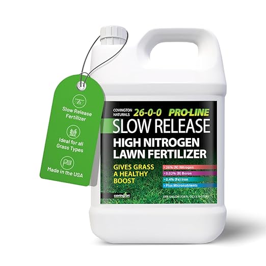 Covington ProLine 26-0-0 NPK Liquid Lawn Slow Release Fertilizer (1 Gal) – High Nitrogen Lawn Food for Summer Growth – Promotes Deep Green Color &amp Resilient Turf – Ideal for Heat-Stressed Lawns
