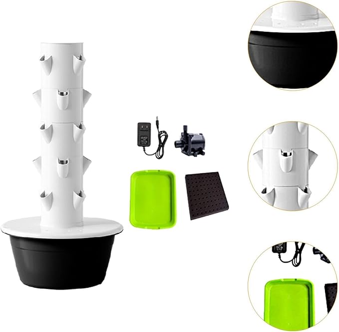 Hydroponics Growing System Kit Hydroponic Tower Planting Tools with Pump High Yield Vertical Garden Planter for Vegetables Black S