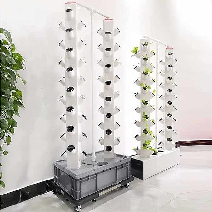 Hydroponics Growing System 64 Holes Herb Growing Kit with Pump Vertical Grow Tower Growing Indoor Gardening System for Herbs Fruits and Vegetables