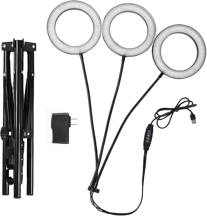 Plant Grow Light 3/9/12h Timer 6 Brightness 360 Gooseneck Tube 2/3 Heads 108 LEDs Full Spectrum Plant Light with Height Adjustable &amp Tripod Stand for Indoor (US Plug 3 Heads 28W Use 3A