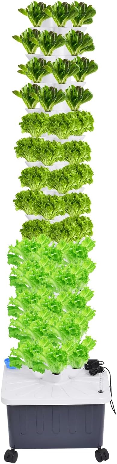 Hydroponics Growing Tower14-Layer 70 Slots Indoor Garden TowerPlants Germination Kit Indoor Vertical Planter - for Apartment Detached House
