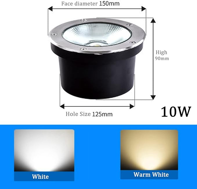 Outdoor Buried Spotlight COB Ground Lights IP65 Waterproof Stainless Steel Embedded Jardin Landscape Light for Step Driveway Walkway Lawn Pathway Lighting