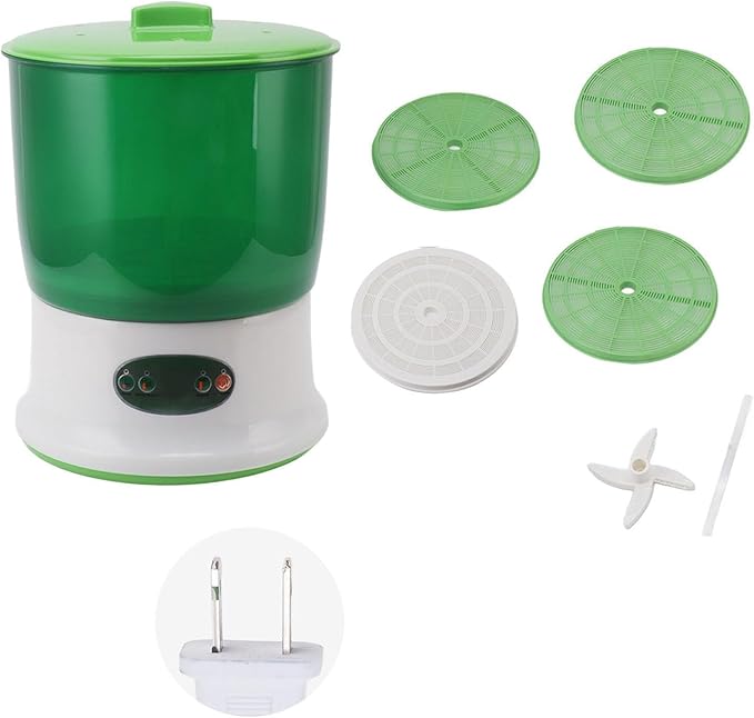 JTLB Bean Sprouts Machine 3 Layer Automatic Seed Sprouter Kit with Pressing Plate for Home Kitchen Countertop Large Capacity Bean Sprouts Grower Germination Kit (US Plug 110V)