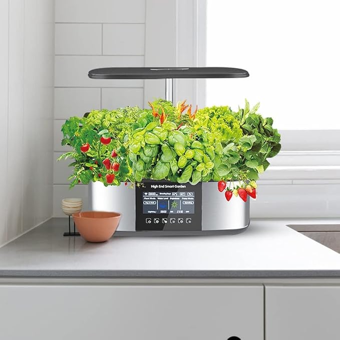 Hydroponics Growing Kit 21-Pod LED Grow Light Wi-Fi Smart Garden with 4.8-inch Large-Screen Display Herb Garden Planter