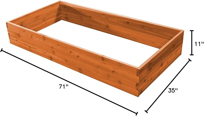 DutchCrafters Red Cedar Wood Raised Vegetable Garden Bed - Amish Made in USA (11 Double Raised Bed Cedar Stain)