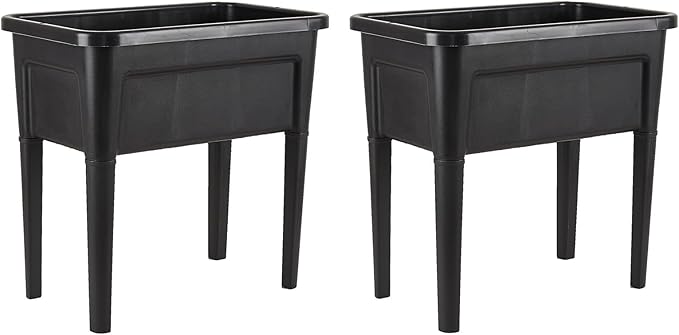 2 Pcs Plastic Raised Garden Beds with Legs16 Gallon Outdoor Elevated Garden Planter BoxPerfect for Flowers Vegetables and Herbs
