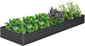 Raised Garden Bed 12x4x1FT Galvanized Raised Garden Bed Kit Vegetable Boxes-Rectangle Metal Flower Box Large Planter Raised Beds Outdoor Garden for VegetableFlower(Black)