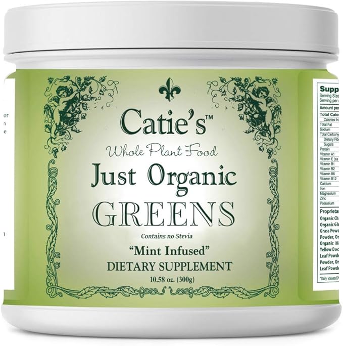 Catie's Whole Plant Food Just Organic Greens - Raw Food - Rich in Green Grasses Algae + Herbs. Blood Building. Nutrient Rich. Superfood Powder. 30 Day Supply.