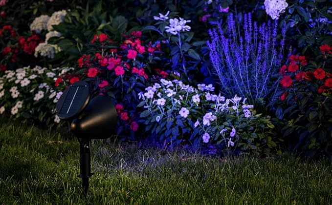 2 Pcs Solar Spotlights Blue Waterproof Led Outdoor Landscape Lighting Includes Solar Panel 6-8 Hour Long Lasting For Garden Lawn Patio Yard Decor