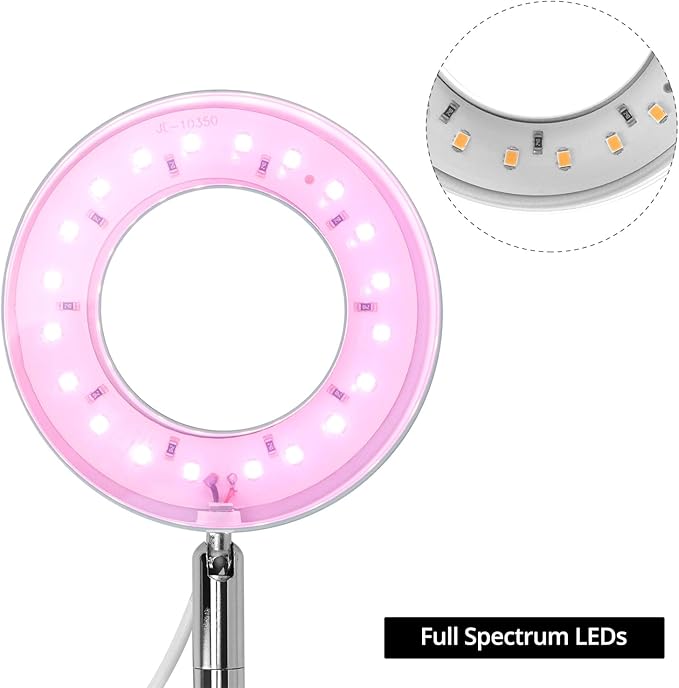 QWORK Grow Lights for Indoor Plants 3 Pack Full Spectrum LED Desk Grow Lamp 7-25 in Adjustable Height Auto Timer 2/4/8H 4 Dimmable Levels USB Powered