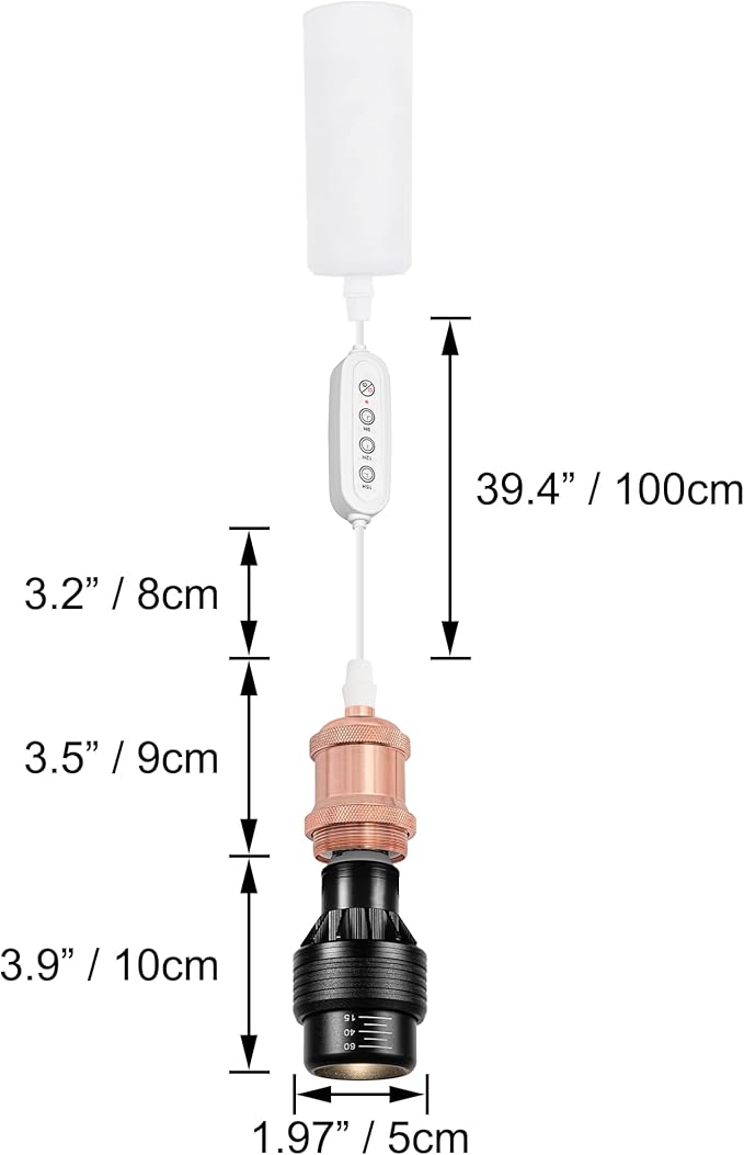 Adjustable Height Full Spectrum 10W Plant Growing Lamp H-Type Track Pendants Timer Rose Gold Industrial Porcelain Lamp Holder AUTO Halo Track for Basil Indoor Green House Customizable