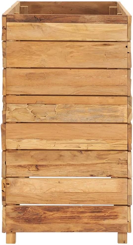 Raised Bed 39.4x15.7x28.3 Solid Wood Teak and SteelRaised Garden BedOutdoor Planters for Flower Herb Garden