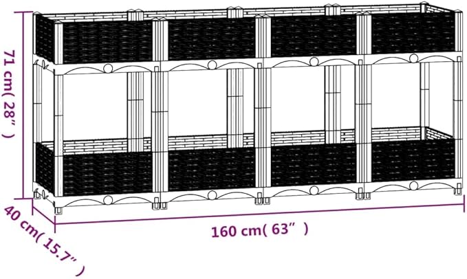 Raised Bed PlanterGarden BedGalvanized Raised Garden BedPlanter Raised bedsGalvanized Planter63x15.7x28 Polypropylene