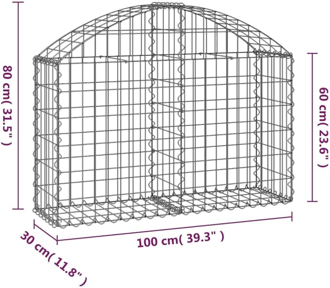 Arched Galvanized Iron Gabion Basket - 39.4x11.8x23.6/31.5 Outdoor Metal Planter for Gardening Flower Plant Beds &amp Vegetable Growing Large Box for Vertical Garden