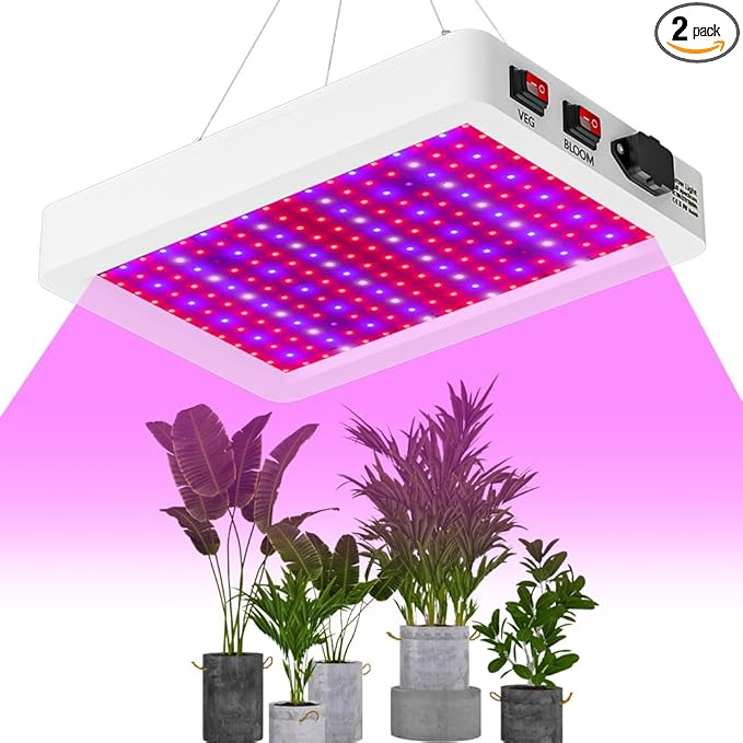 500W Plant Lights 100-277V Indoor Planting Fill Lamps Seeds Hydroponic Lights Veg/Bloom Modes Dimmable UV/IR Succulent Cultivate Lamp Greenhouse Tent Vege Fruits Flowers Potted Cactus Lighting US Plug