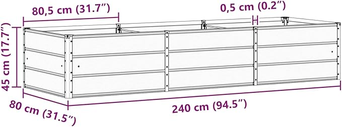 94.5 x 31.5 x 17.7 in Metal Raised Garden Bed Large Trough Planter for Vegetables Herbs &amp Flowers Modern Ivory Steel Planter Box for Patio Terrace or Indoor Décor