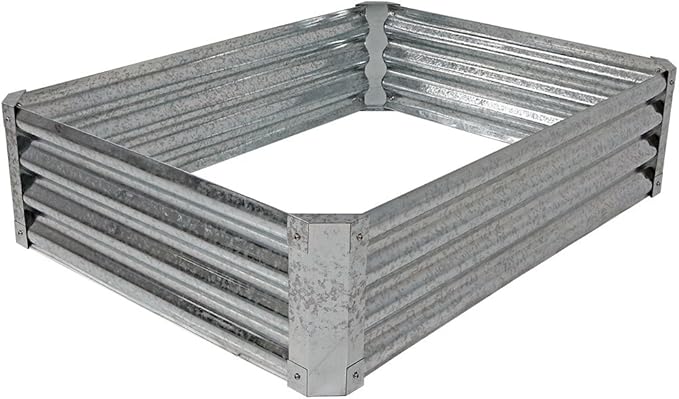 Sunnydaze Galvanized Raised Garden Bed Outdoor - Metal Planter Box for Gardening Vegetables and Plants - 12 H Rectangle - Silver