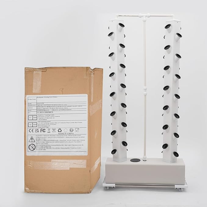 Hydroponic Tower Aeroponic Tower with 2 Separate Planting Racks Movable Smart Hydroponics Growing System Kit for Garden Office Balcony - 56-Plants