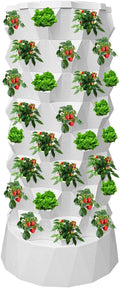 8 Tier 64 Slots Hydroponic Grow TowerVertical Planting Standalone Aeroponic Gardenwith PumpTimerAdapterSpongeAeroponic Tower for Seed Germination and Growing Fruits and VegetablesWhite