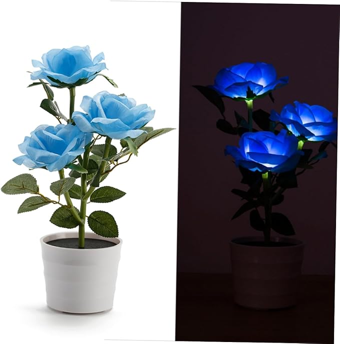 BESPORTBLE Solar Lights Outdoor Bulb Gold Lamp Lantern Solar Garden Lights Lamps Tulip Decorations Table Lamp LED Garden Lights Buds Pool Plant Solar Garden Ornaments Night Light Dome Blue