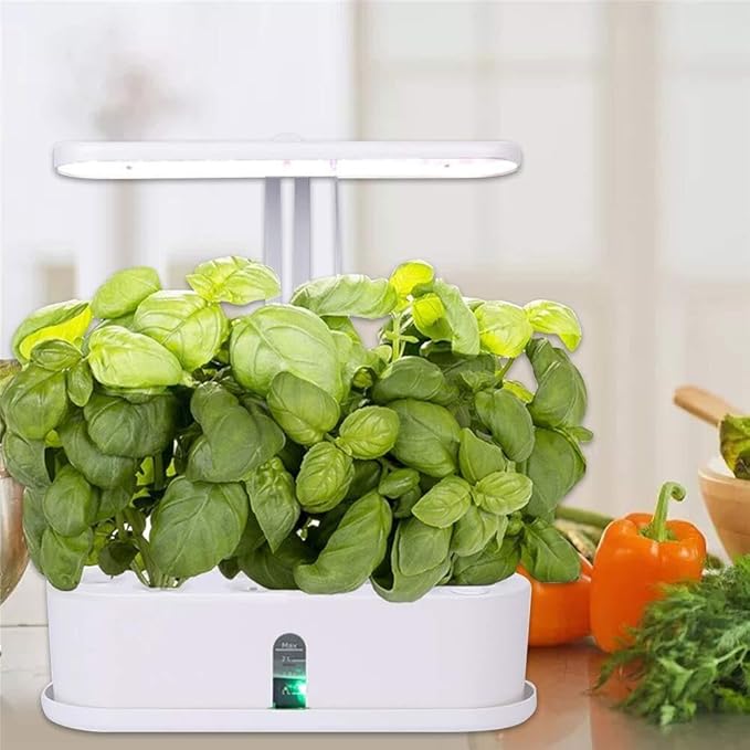 Indoor Herb Garden Kit for 10 Plants with 10W LED Grow Light Hydroponic Planter Pot Water Injection Port Design
