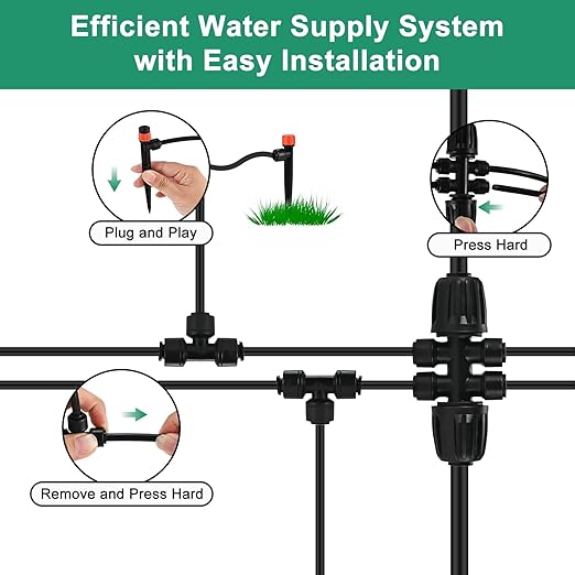 Complete 234FT Drip Irrigation System with 87 Quick Connectors - Automatic Sprinkler Kit for Lawn Raised Bed Greenhouse &amp Plant Watering. Includes 1/4'' Tubing Drip Emitters &amp Connectors