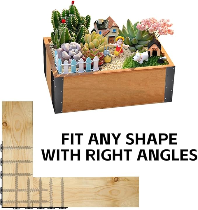 16 Pieces Raised Garden Bed Corner Brackets 11'' x 3'' x 3'' Metal Garden Corner Bracket Decorative L Bracket Heavy Duty Corner Brace for Furniture Flower Vegetable Planter
