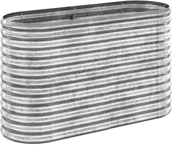 Garden Raised PlanterGarden BedGalvanized Raised Garden BedPlanter Raised bedsGalvanized PlanterBed Powder-Coated Steel 44.9x15.7x26.8 Silver