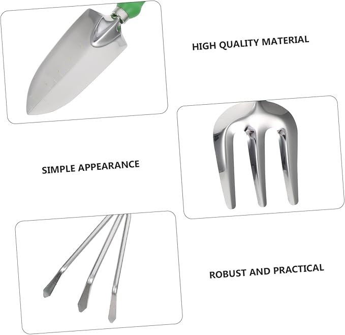 POPETPOP 11pcs Stainless Steel Planting Tool Set Garden Shovel Hand Gardening Gadgets Gardening Tool Belt Pockets