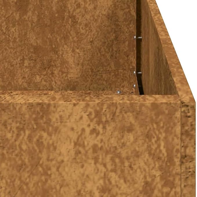 Large Rectangular Planter Box Outdoor Garden Trough Weathering Steel Rusty Brown 47.2 Inch Long with Drainage for Flowers Vegetables Herbs on Patio Terrace