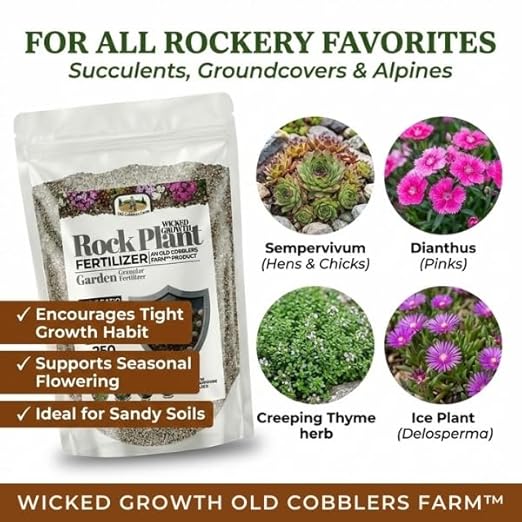 Old Cobblers Farm™ Wicked Growth Alpine/Rock Garden Plants Fertilizer - Designed for Hardy Growth and Vibrant Blooms in Thin Rocky soils (5 lbs | 10 lbs | 15 lbs | 20 lbs) (15 lbs)