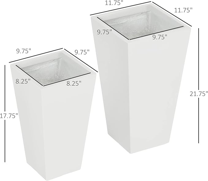 Flower Pots2 Pack Outdoor Planter Setwith Drainage Holes Stackable Plant Potfor Outdoor and Indoor
