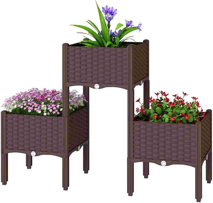 Modern Elevated Planter for Balcony &amp Patio Stylish Raised Garden Box Adds Instant Curb Appeal - Sleek Design Maximizes Small Spaces Ideal for Urban Herb Gardens &amp Decorative Greens