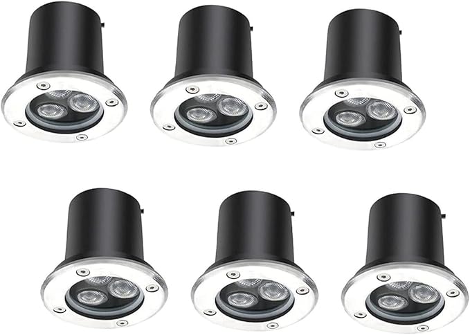 6 Pack Outdoor LED Flood Light - 3W Ground Landscape Spotlights IP67 Waterproof Outdoor Buried Lights Recessed LED Spot Lights for Paving Patio Step Garden Lawn(White3W-AC24V)