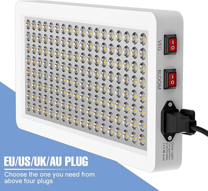 2Pcs 500W Indoor Planting Lights 100-277V Seeds Hydroponic Lights Sunlight Veg/Bloom Modes Dimmable UV/IR Succulent Cultivate Lamp Greenhouse Tent Vege Fruits Flowers Potted Cactus Lighting US Plug