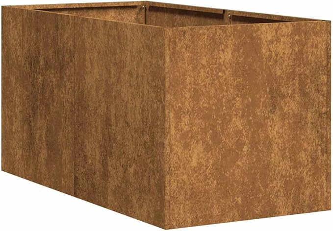 Large 31.5x15.7x15.7 Rectangular Weathering Steel Outdoor Planter Box Rustic Raised Garden Bed Container for Patio Lawn Flower Vegetable Gardening