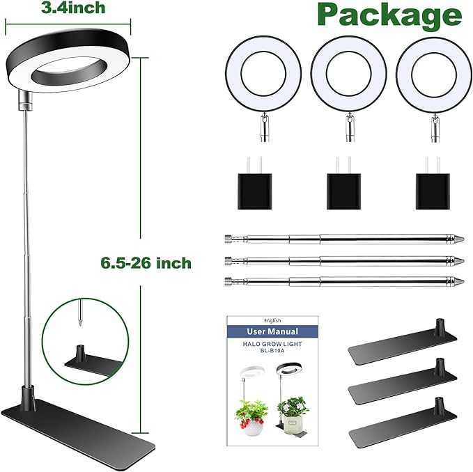 Grow Light Full Spectrum Plant Grow Light Height Adjustable Auto Timer 3 Lighting Modes for Indoor Plnats 5V