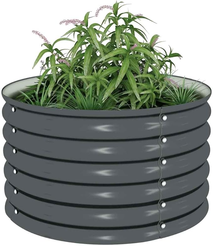 Steel Planter Raised Bed Metal Flower Box Planter Raised Beds Outdoor Garden for Planting Fruit 31.5x31.5x17.3 Gray -741
