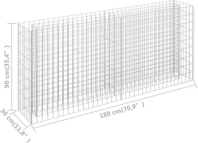 YAFF Gabion Raised Bed Galvanized Steel 70.9x11.8x35.4 (43.56lbs)
