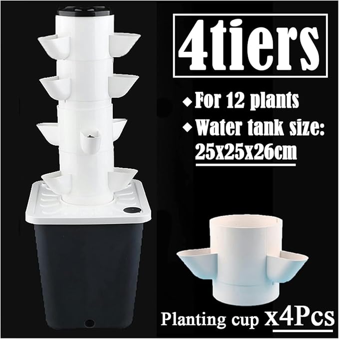 XENITE Hydroponics Growing System DIY Balcony Hydroponic Growing System Detachable Pp Colonization Cups Home Garden Farm Greenhouse Vertical Tower Planters Hydroponic Tower (Color : Bianco Size